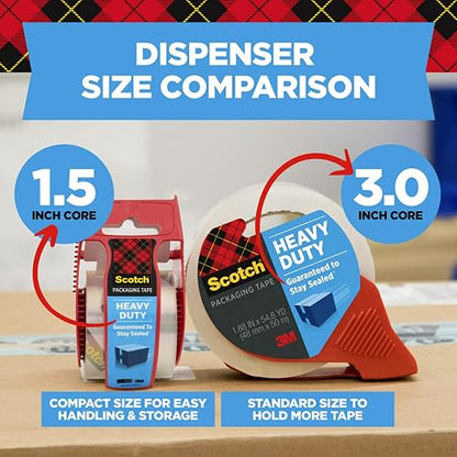 ScotchScotch cinta adhesiva de embalaje fuerte con dispensador de 4.77 cm x 20.32 m, 6 rollos"