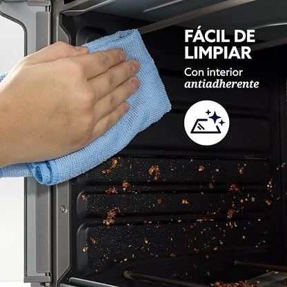 Oster Horno Eléctrico, con Freidora de Aire, 35 L de Capacidad, Para Hornear, Asar, Tostar, Freír al Aire, y Convección, Pollo y Más, Temporizador 60 Minutos, Accesorios, Gris, TSSTTV35FDMAFNS-1MX