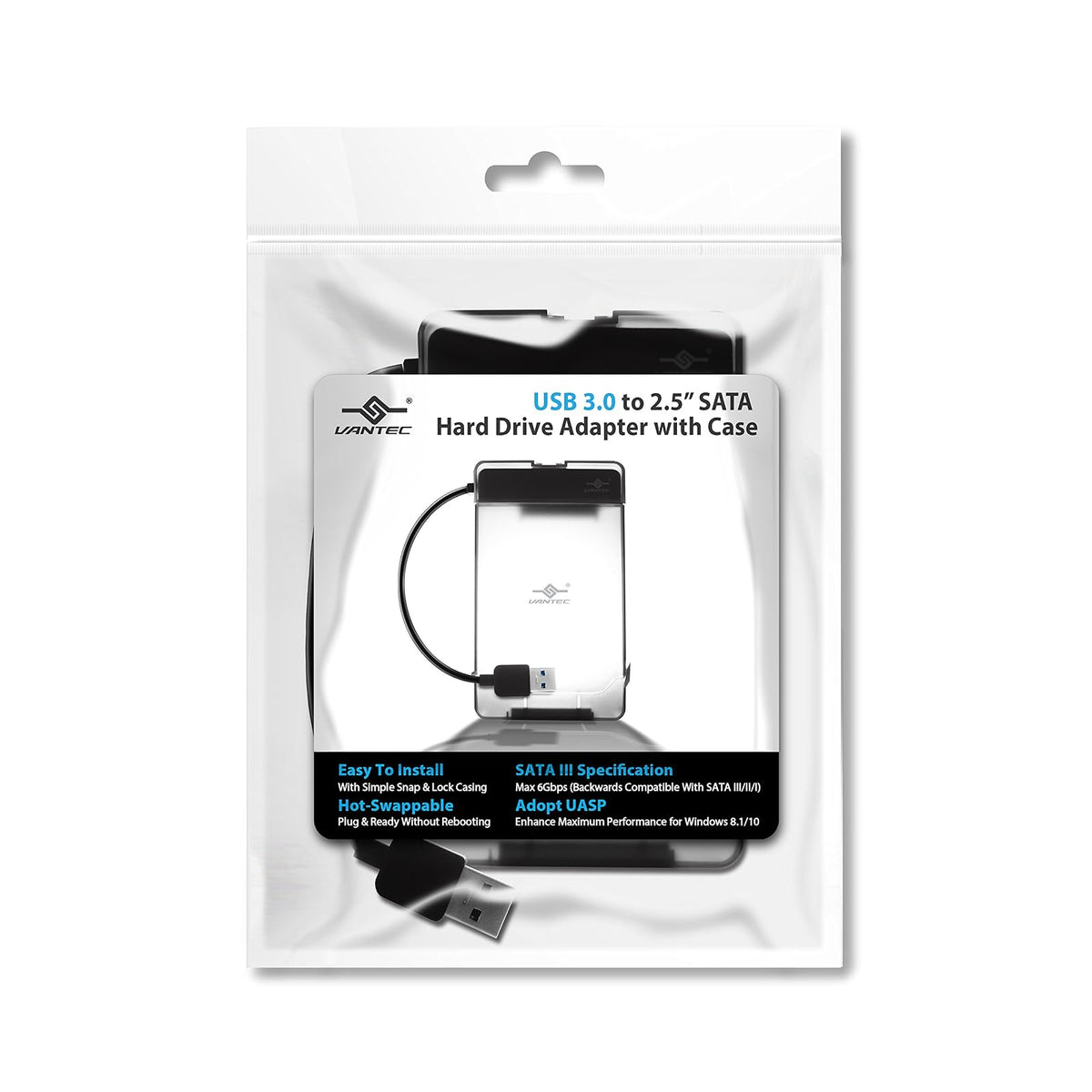 Vantec Adaptador USB 3.0 a 2.5" SATA HDD con funda (CB-STU3-2PB)