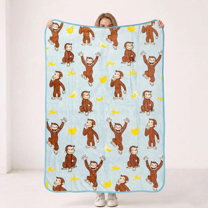 Silver Buffalo Curious George plátano Monkey - Manta de Franela Raschel de 45 x 60 Pulgadas, 185 g/m²