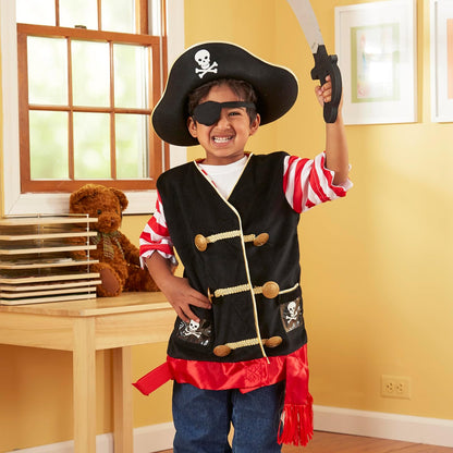 Melissa & Doug Juego de Disfraz de Pirata para el Juego de Roles, Juego de Imitación, Materiales de Alta Calidad, Lavable a Máquina, 55.118 cm alto x 43.18 cm ancho x 10.668 largo