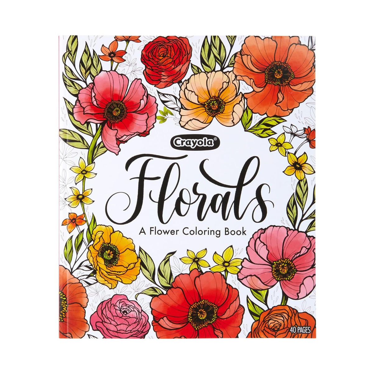 Crayola - Libro para Colorear Floral para Adultos (40 Unidades), Páginas para Colorear, Actividad de Alivio del Estrés, Regalo de Atención Plena para Adolescentes y Adultos, 9 Años en Adelante
