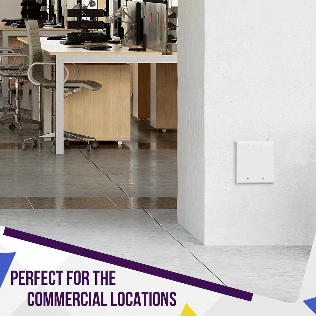 ENERLITES - Placa de pared para dispositivo doble en blanco, acabado brillante, tamaño estándar de 2 bandas, 4.5 x 4.5 pulgadas, policarbonato termoplástico, 8802-W, blanco