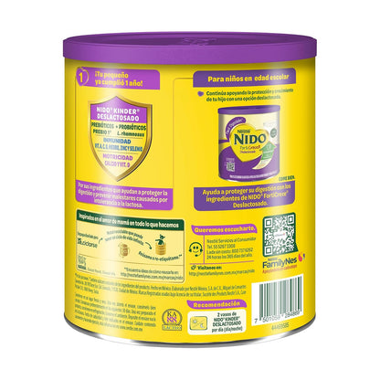 NIDO Kinder 1+ Deslactosado, Alimento Para Niños, De 1 a 3 Años, Lata 800 g
