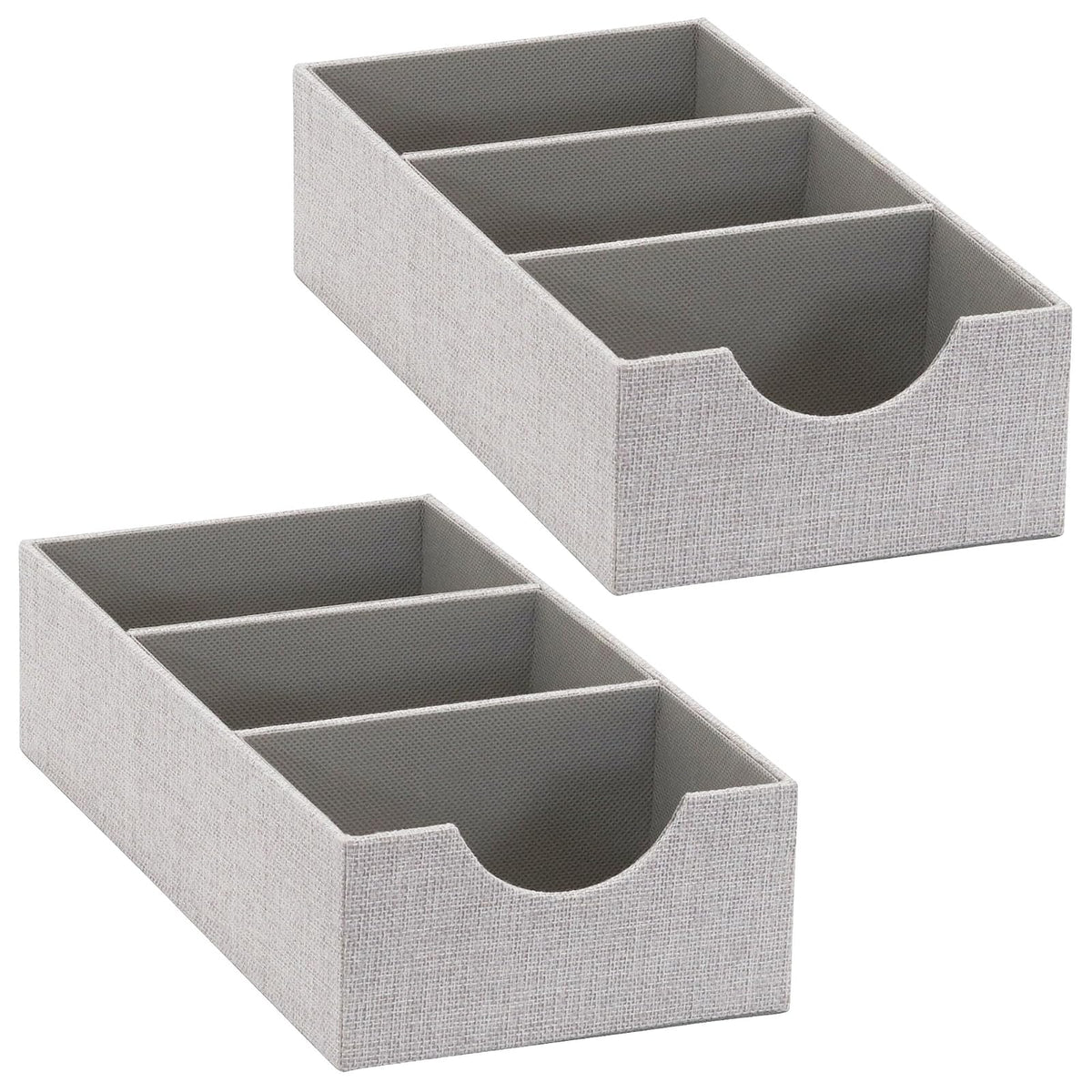 Household Essentials Bandeja Organizadora 3 Compartimentos, Paquete de 2, Gris - Juego de 3 secciones - Plata
