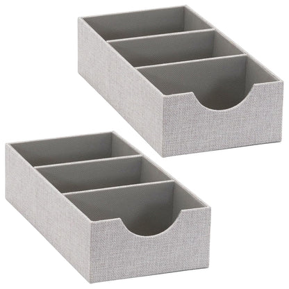 Household Essentials Bandeja Organizadora 3 Compartimentos, Paquete de 2, Gris - Juego de 3 secciones - Plata