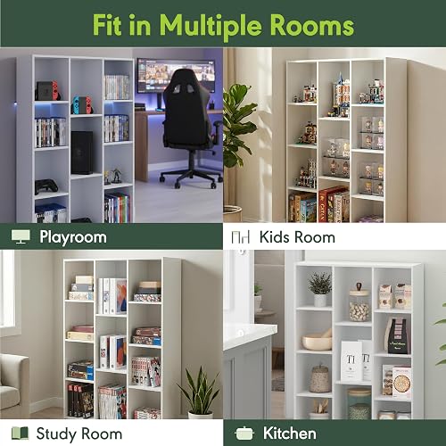 Furinno Estante Abierto Reversible de 11 Cubos, Librero Organizador, Color Blanco