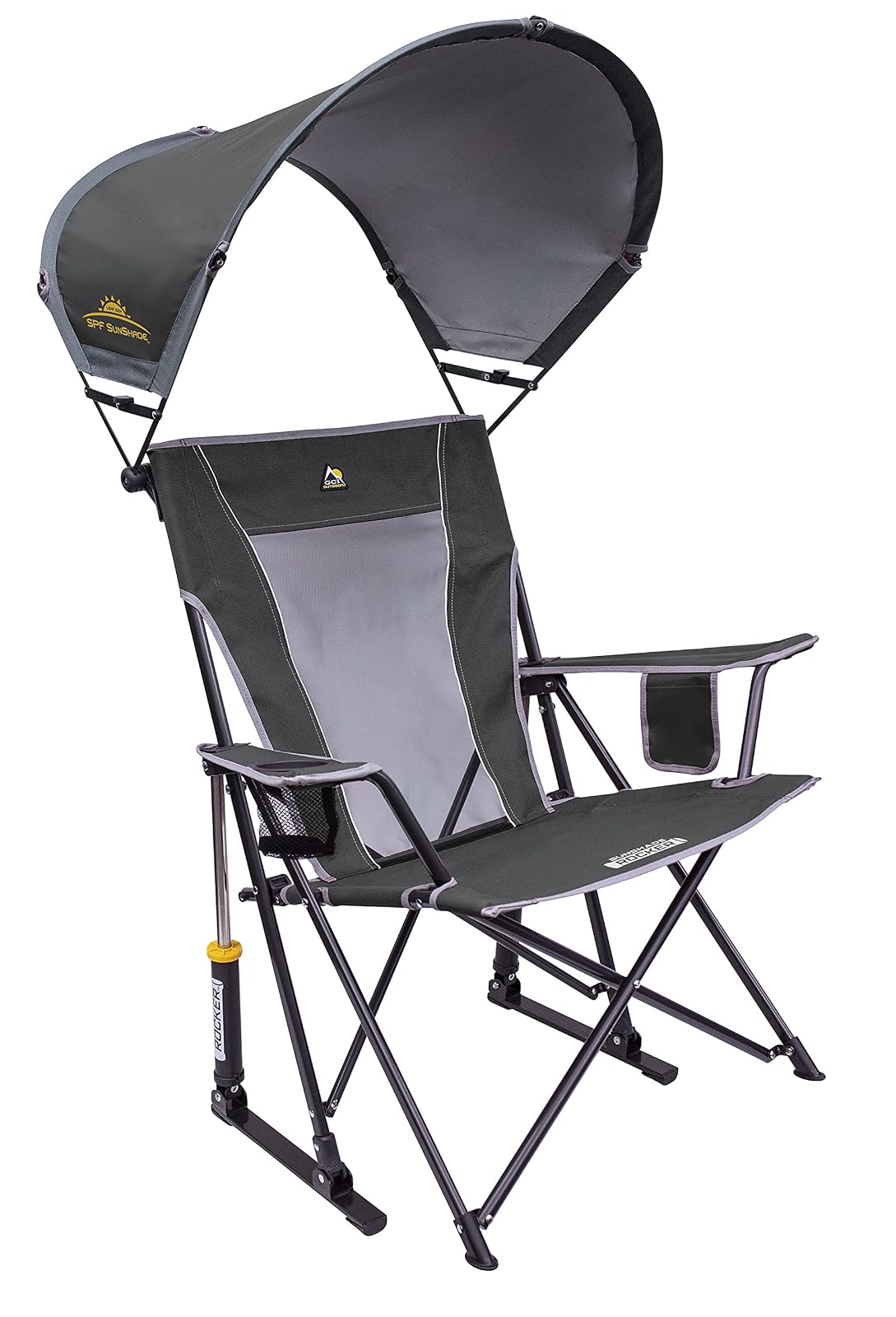 GCI Outdoor Comfort Pro Rocker Mecedora para Exteriores con Soporte para Bebidas - Gris - Basculante para sombrilla