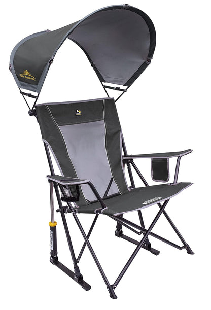 GCI Outdoor Comfort Pro Rocker Mecedora para Exteriores con Soporte para Bebidas - Gris - Basculante para sombrilla