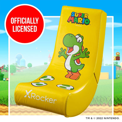 X Rocker Super Mario All-Star Floor Rocker-Yoshi, Silla de Juegos Nintendo, Amarillo