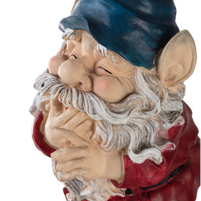 Alpine Corporation 15" Tall Outdoor Garden GNOME Smiling Yard Statue Decoration, Multicolor