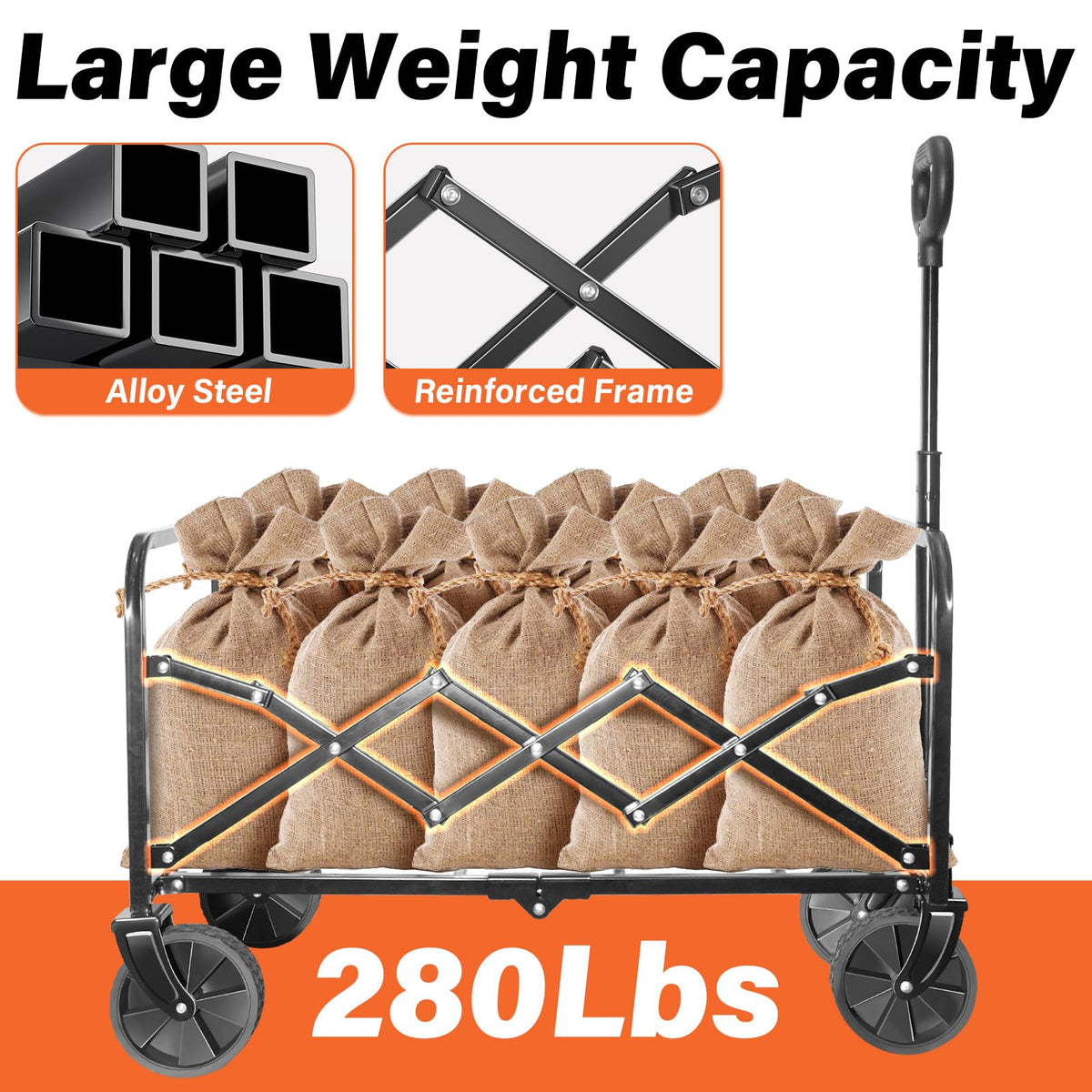 micieitie Carros de vagones Plegables – Carro Plegable de 360 Libras con Ruedas portátil – Carro Plegable Ligero para Camping, Deportes, Viajes, Picnic, comestibles, Compras