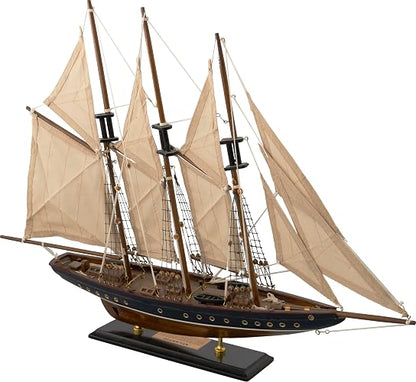 ADORNO DE MADERA VELERO ATLANTIC AZUL Y CAFÉ 57 X 72 CM