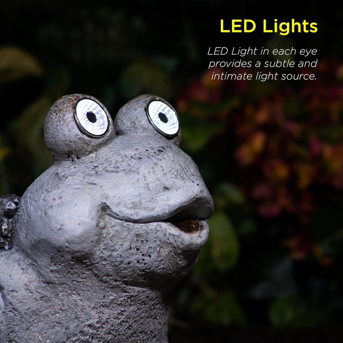 Alpine Corporation 12" Tall Outdoor Solar Powered Frog Yard Statue with LED Lights, Gray