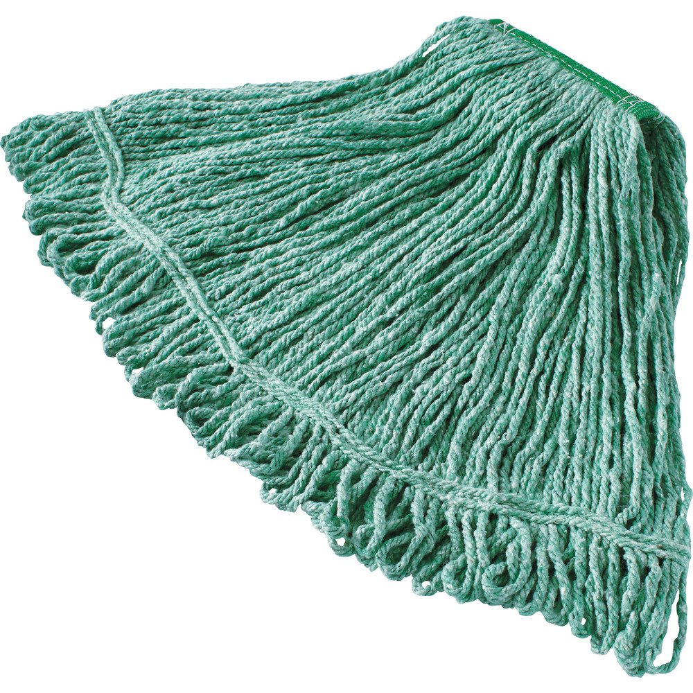 Rubbermaid Commercial Products Super Stitch – Mopa Piso Repuesto de Trapeador de Algodón y Sintético, Mechudo Industrial de Uso Rudo, 560 g (20 oz), Verde FGD21206GR00