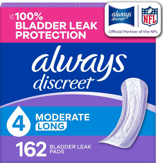Discreet, Incontinence Pads, Moderate, Long Length, 162 Count
