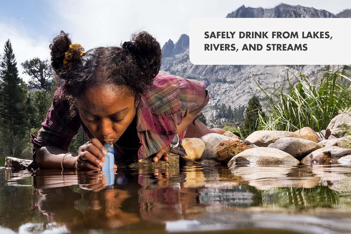 LifeStraw Peak Series - Paja de filtro de agua personal para filtración de respaldo, emergencia, supervivencia e hidratación ultraligera, azul montaña, paquete de 2