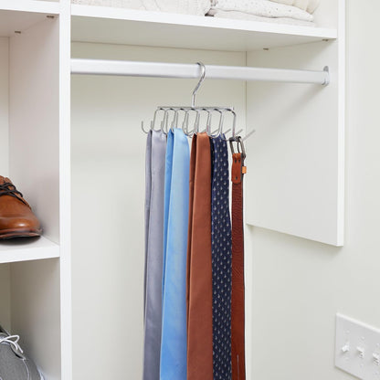 interDesign Axis Organizador de Corbatas, Colgador de Metal Cromado con 14 Ganchos para organizar Cinturones y Corbatas, Plateado