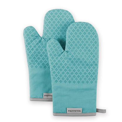 KitchenAid Manoplas y Agarraderas de Horno Asteroide, 2 Piezas - 7"x12.5" - Aqua Sky