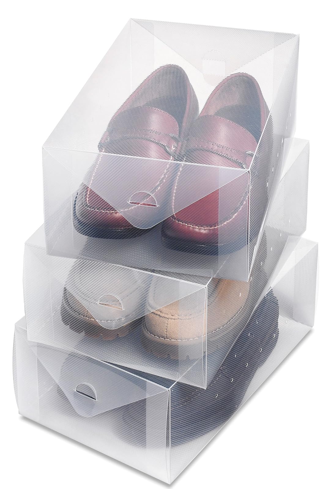 Whitmor - 6362-2691-4 Caja de zapatos para mujer Clear Vue Collection, juego de 4 - Set de 3 piezas - Caja de zapatos para hombre (3 juegos)