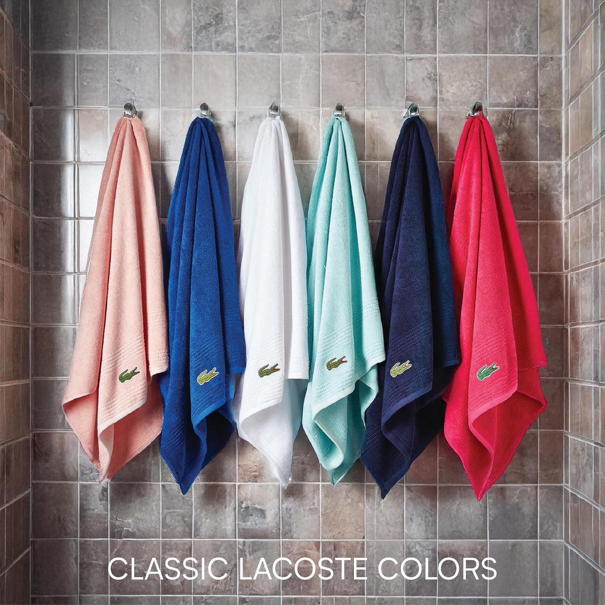 Lacoste Grand Slam - Juego de Toallas de 6 Piezas, Color Rosa Claro