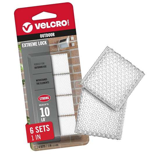 VELCRO Brand ALFA-LOK Sujetadores | Blanco, 6 juegos, 1 pulgada, resistente al agua y UV, interiores o exteriores