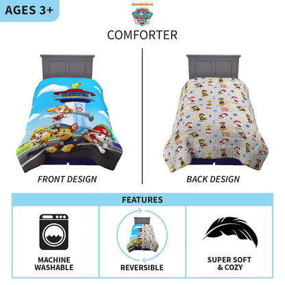 Franco Kids Bedding Edredón Reversible de Microfibra súper Suave, tamaño Individual/matrimonial, Patrulla Canina
