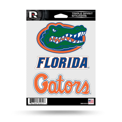Rico NCAA Triple Spirit Stickersncaa Pegatinas de Triple espiritu, Rojo, Blanco, Negro, 3 Pegatinas de Equipo - Florida Gators
