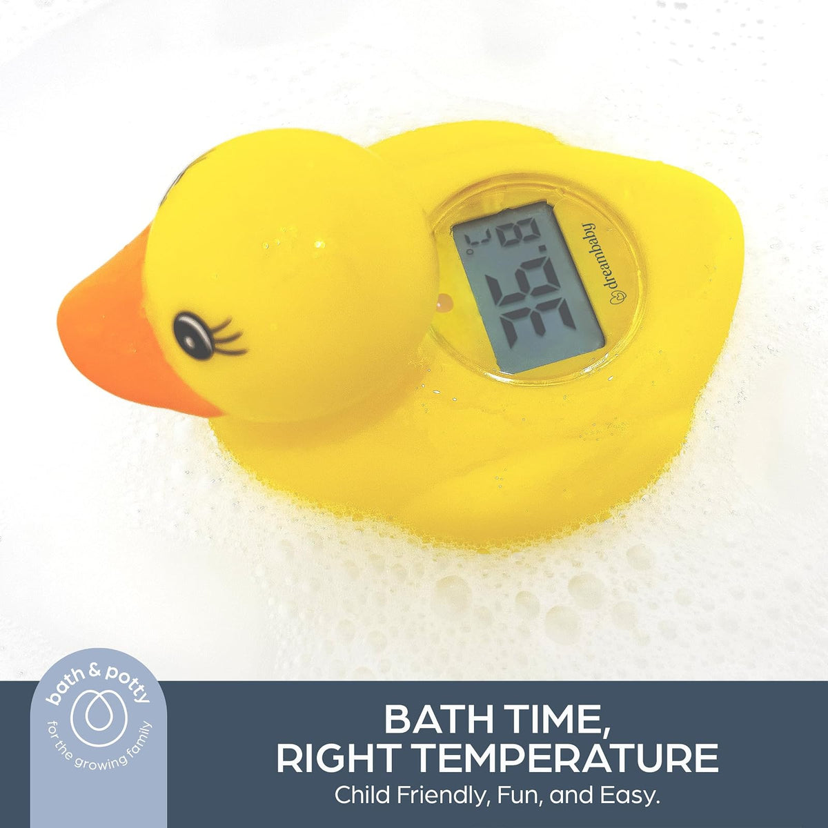 Dreambaby Duck - Termómetro de baño para bebé, resultados instantáneos, lector digital de agua y temperatura ambiente, divertido juguete flotante para recién nacidos