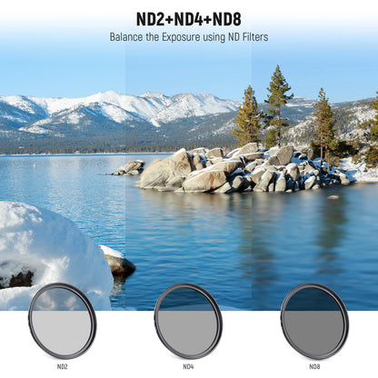 NEEWER 58mm ND Kit de Filtros con Parasol & Lente Tapa | UV, CPL, FLD, ND2, ND4, ND8, para Canon Nikon Sony Panasonic DSLR Cameras con 58mm Lente