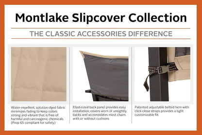 Classic Accessories Montlake - Funda Impermeable de 72 Pulgadas, Color Beige Envejecido, para Muebles de Patio