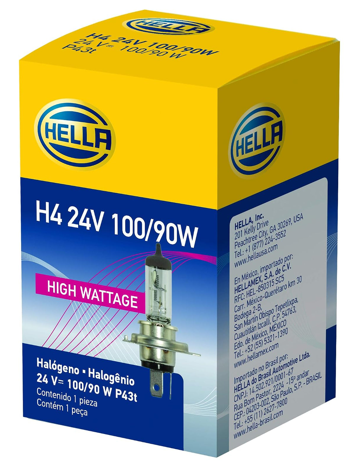 HELLA Kit de 2 Focos Amarillos H4/9003/HB2 Extreme Yellow, 2800K - High Wattage - 100 - 90W - Caja individual