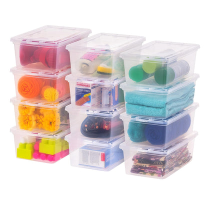 IRIS USA 6 Contenedores de 58 Qt con Tapa, Transparentes, Apilables | Ideal para mudanzas, cobijas, ropa y garaje. Diseño transparente y anidable para encontrar todo fácilmente. - Transparente - 6.3 L - Paquete de 12