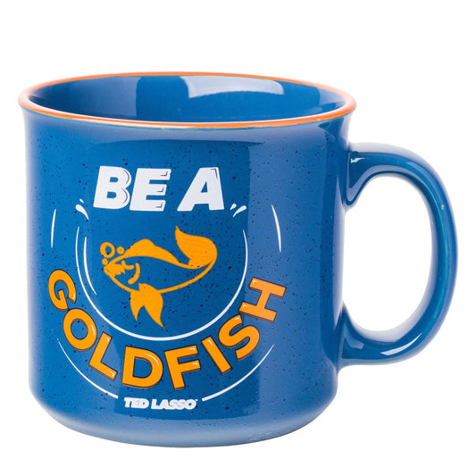Silver Buffalo Ted Lasso Be a Goldfish - Taza de cerámica para campista, 20 onzas