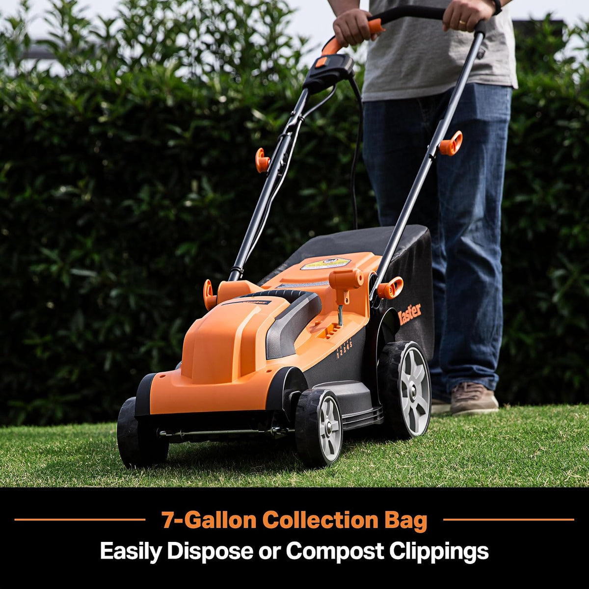 LawnMaster MEB1114K Cortacésped eléctrico con Cable de 15 Pulgadas, 11 amperios