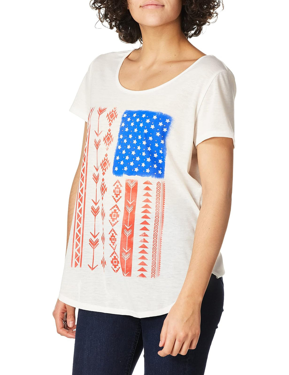 NY Collection Camiseta Americana de Manga Corta con Cuello Redondo para Mujer