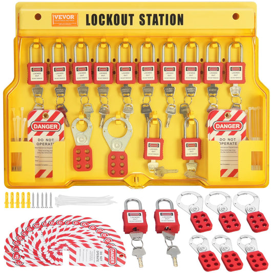 VEVOR Kit de Etiquetado de Bloqueo Eléctrico, 60 Piezas de Estación de Etiquetado de Bloqueo de Seguridad que Incluye Candados, Cerrojos, Etiquetas, Kit de Expansión para Energía Eléctrica Industrial