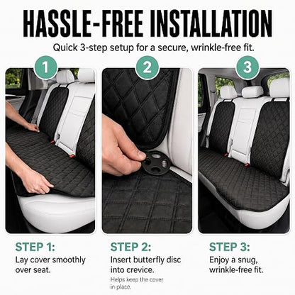 FH Group FH1026BLACK-AVC Cojines de Asiento Trasero Neosupreme con Respaldo Antideslizante Ajuste Universal, Negro