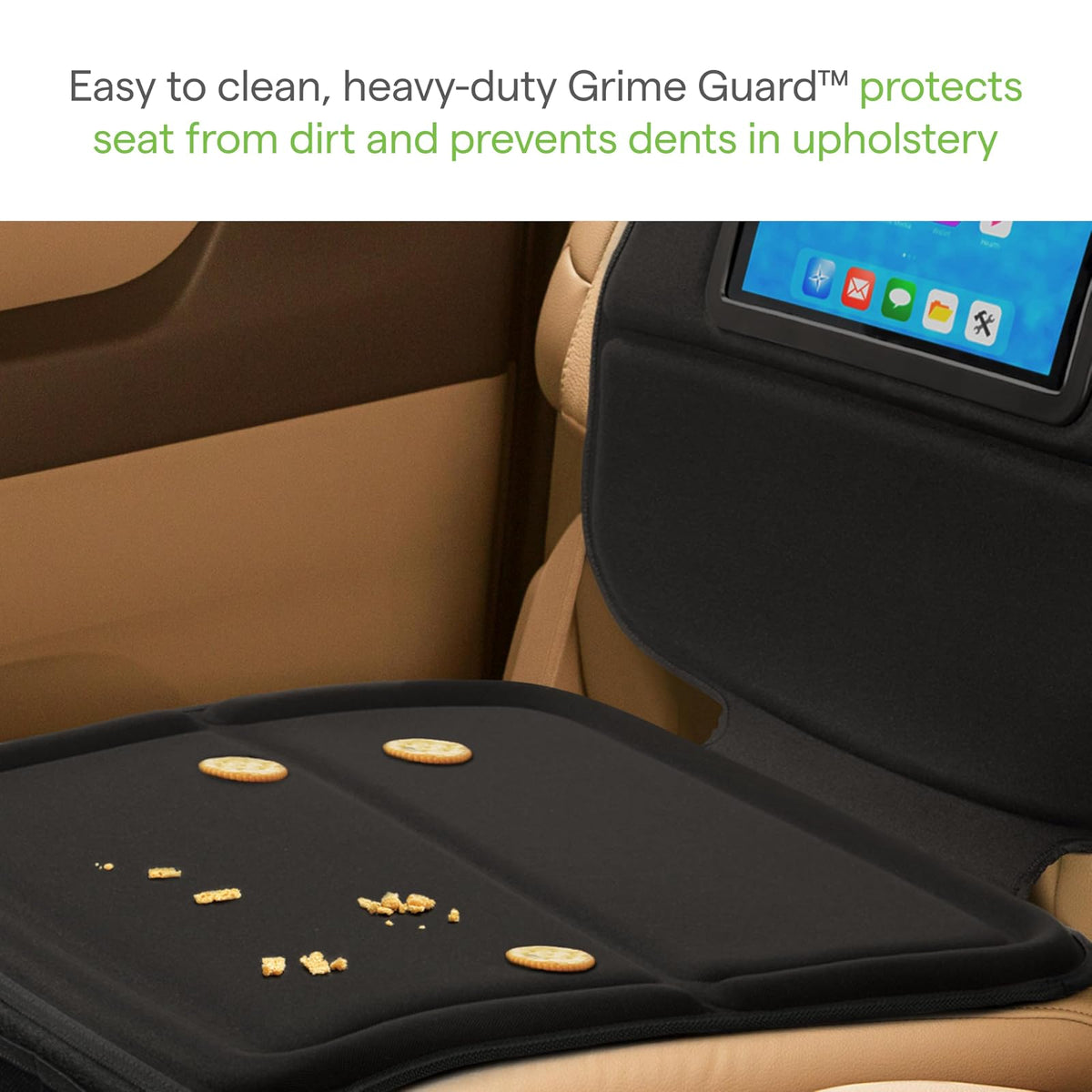 Munchkin Elite Seat Guardian Protector de asiento de automóvil para niño con soporte para tabletas, gris oscuro