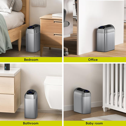 EKO Astro Slim Sensor Basurera de 10 L / 2.6 Galón de basura Touchless Close Retractable Wing Late, Sensor de movimiento Acero inoxidable para baño