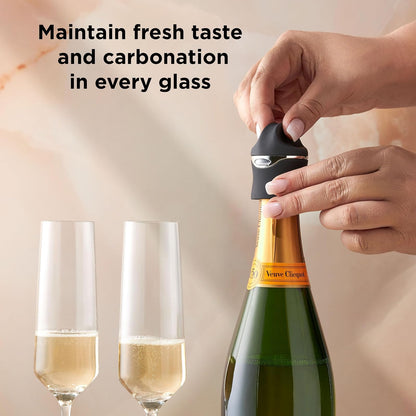Metrokane Champagne and Wine Sealer, Velvet Black