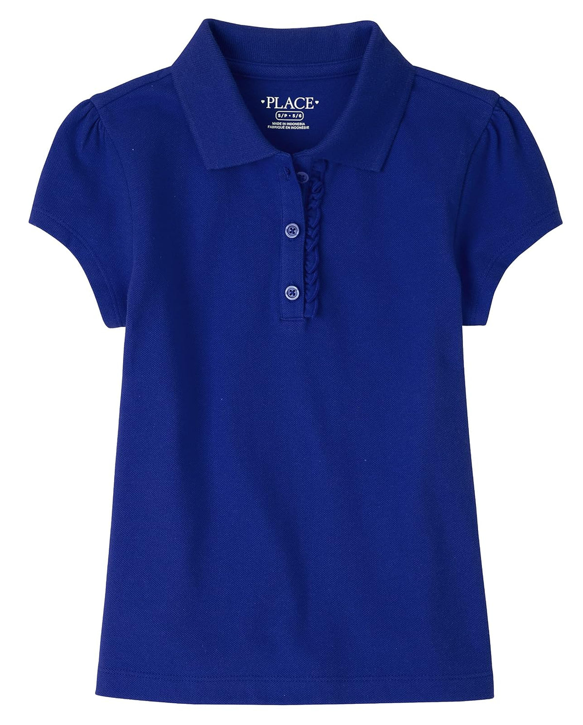 The Children's Place Polo Piqué de Manga Corta con Volantes para Niña - Estándar - CH - azul renovado