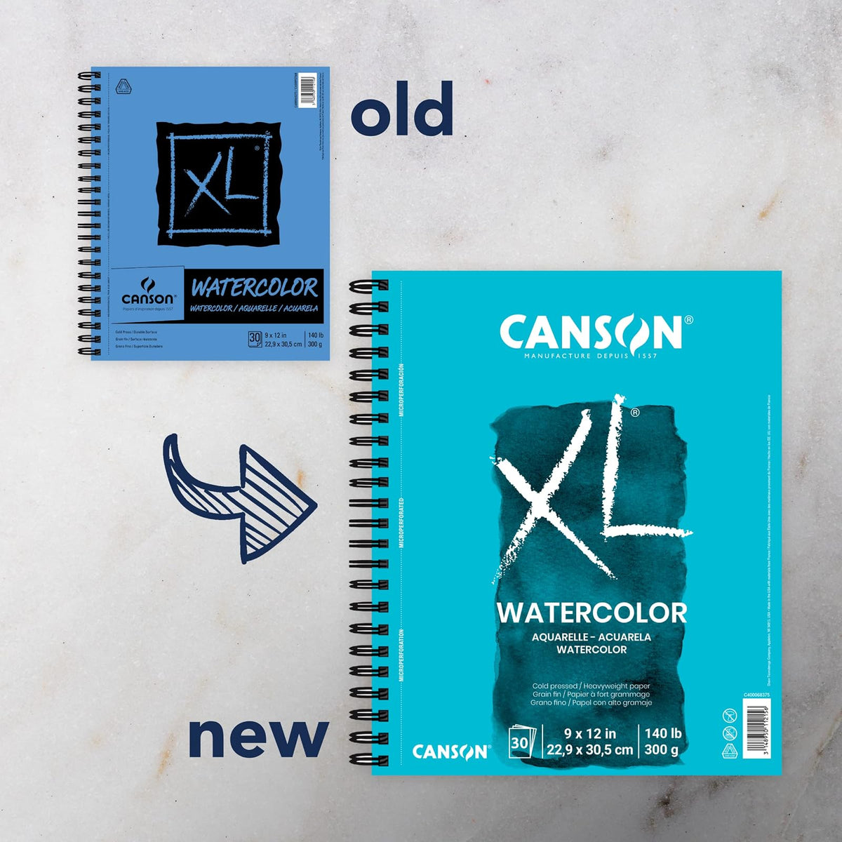 Canson Libreta XL Watercolor 9x12 In (22.9 x 30.5 cm) 140 LB 300g | Lado de alambre, 30 hojas (300 g) para pintura, lápiz, tinta, carbón, pastel, acrílico