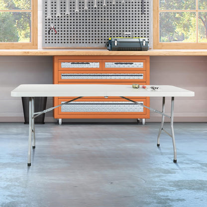 Office Star Resin Multipurpose Rectangle Table, 6-Feet, Center Folding