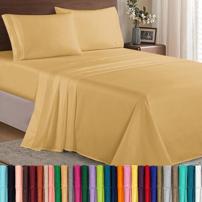 Elegant Comfort Juego de Sábanas de Microfibra Bolsillo Profundo - King - Camello dorado