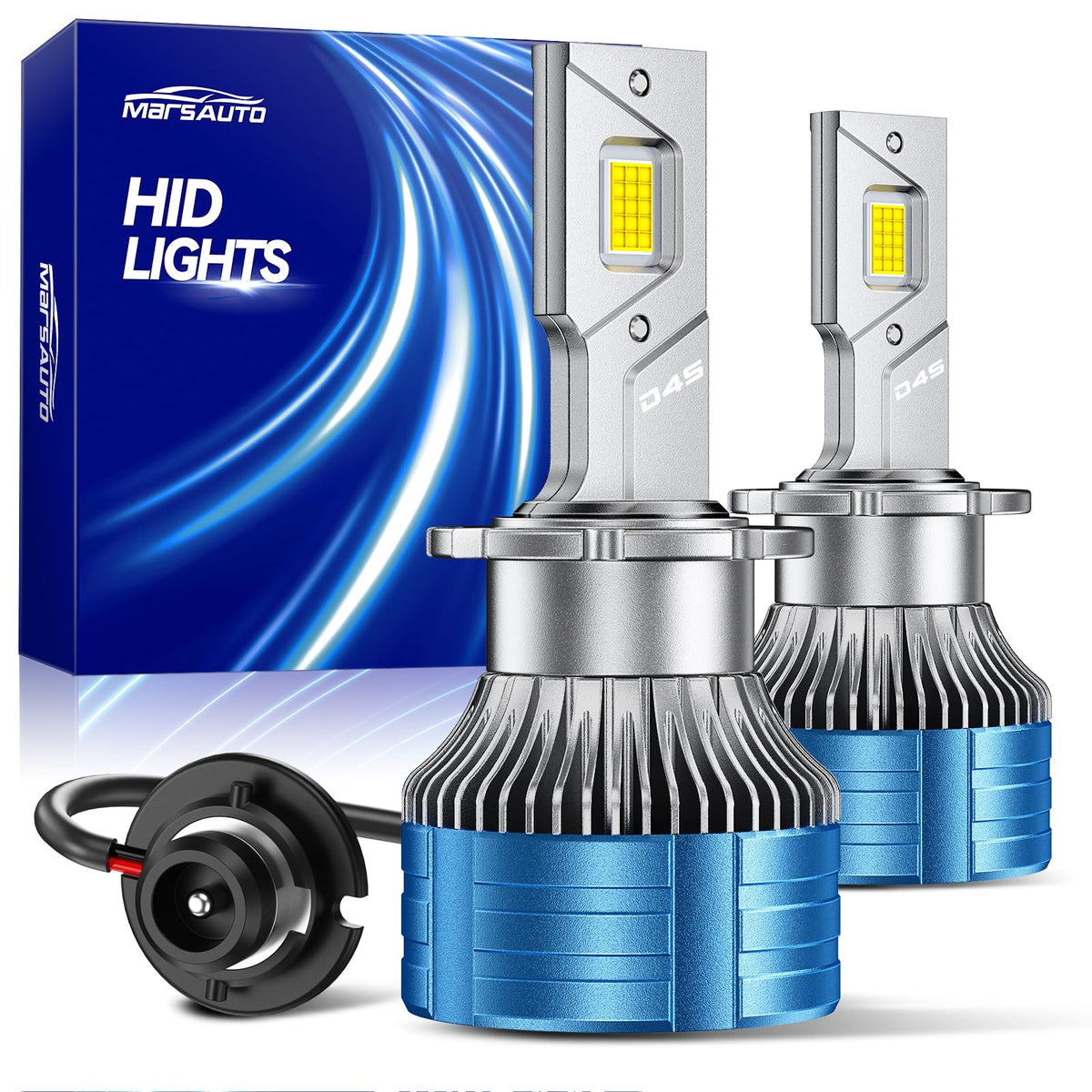 Marsauto Bombillas HID D4S/D4R de Xenón 6500K Blanco 30,000 LM Plug and Play, Paquete de 2