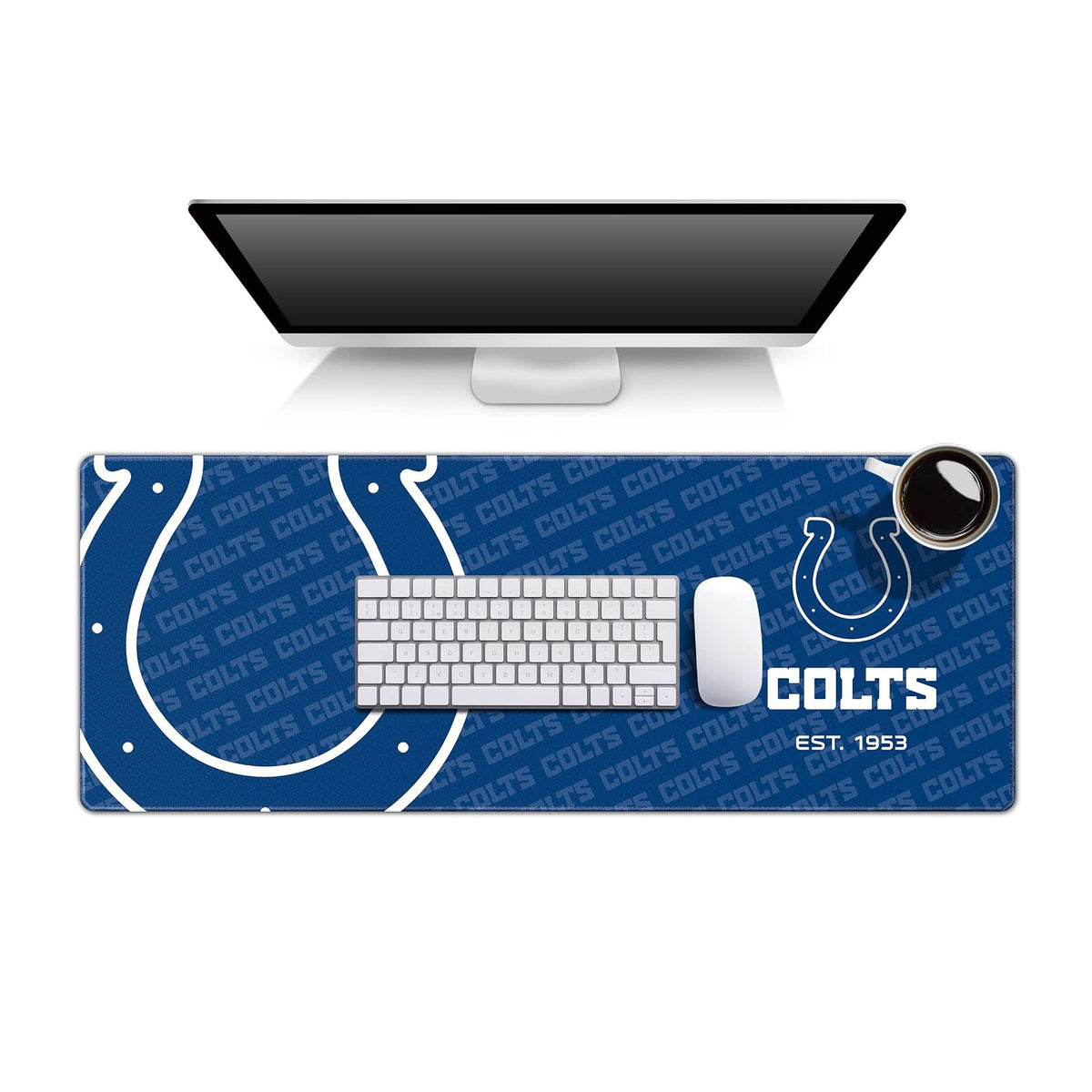 YouTheFan Tapete para Escritorio NFL con Logo de tu Equipo - 30.5 x 80 cm - Indianapolis Colts