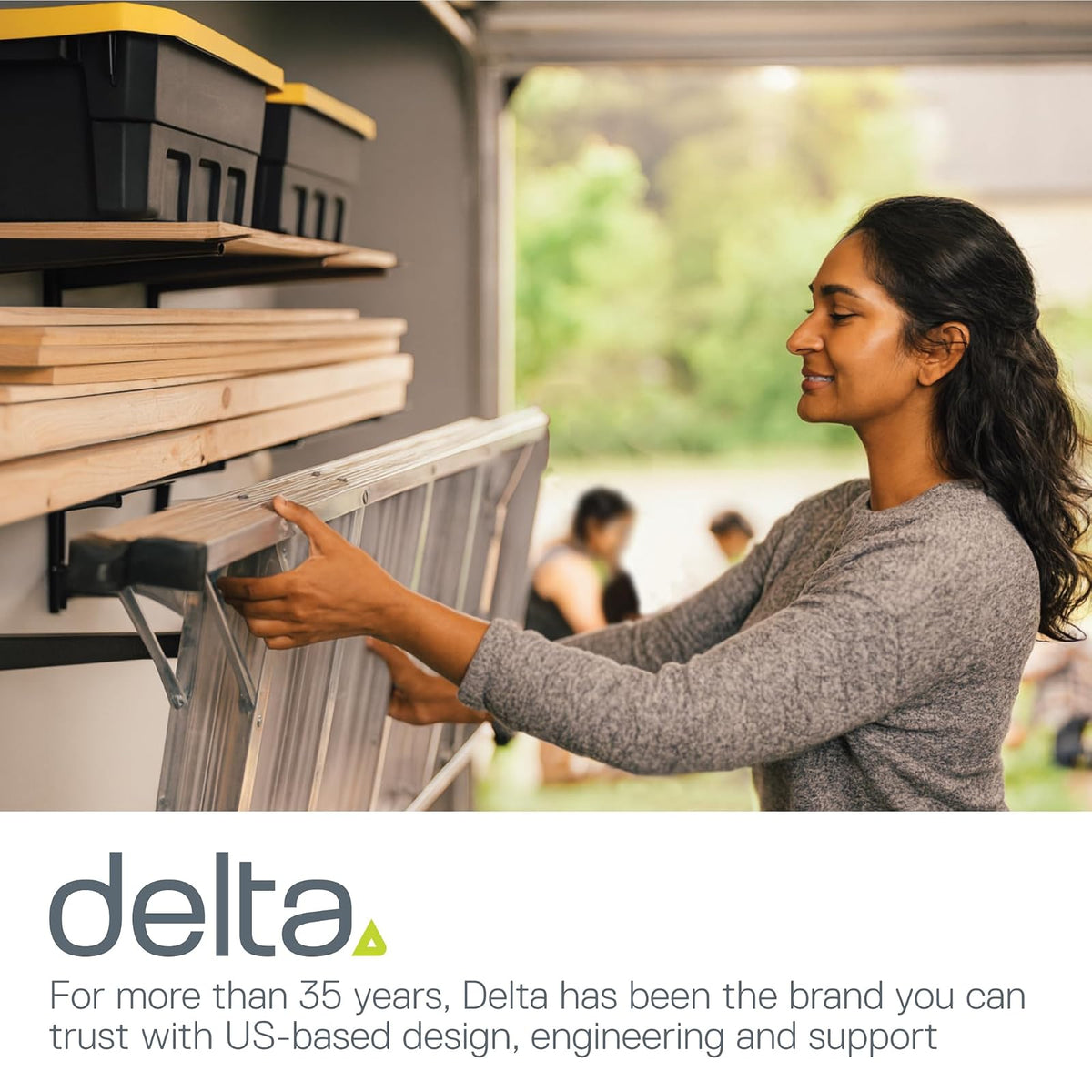 Delta - Estante de almacenamiento de madera resistente, soporta hasta 800 libras, estante de almacenamiento de madera fácil de instalar con brazos totalmente ajustables, solución de almacenamiento de
