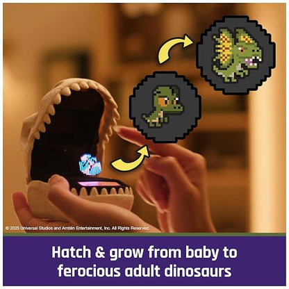 Bitzee, Juguete de Dinosaurio Interactivo de Jurassic World con 25 Dinosaurios, reacciona Cuando lo tocas, Las cápsulas se conectan e interactúan, Mascota Digital para niños a Partir de 5 años