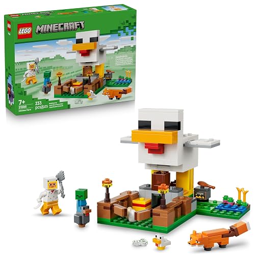 LEGO Minecraft La Granja de Gallinas – Juguete de Construcción para Niñas y Niños Mayores de 7 Años – Set Minecraft con Figuras de Animales y Gallinero – Idea de Regalo – 21585